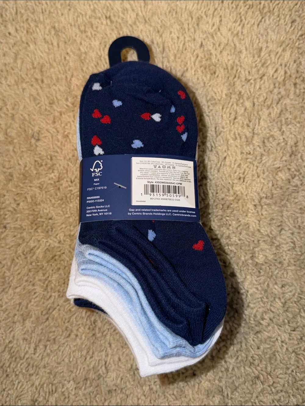 GAP Low-Cut Socks White, Blue, Gray & Light Blue